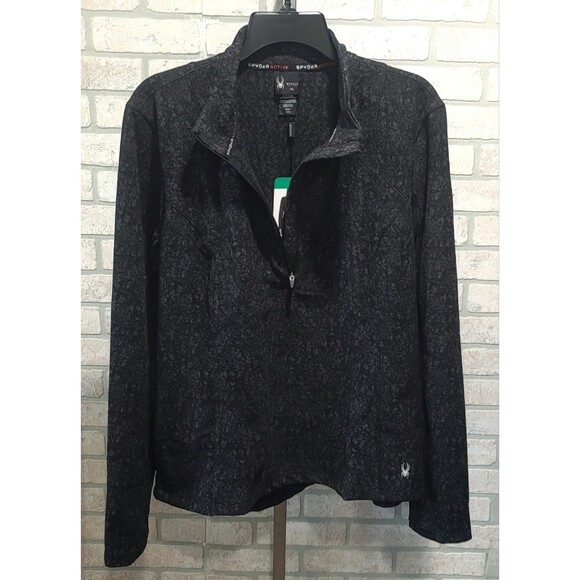 SPYDER Women's XL Half Zip Stretch Fleece Mock Neck Active Top Zip Pocket NWT - Picture 12 of 16